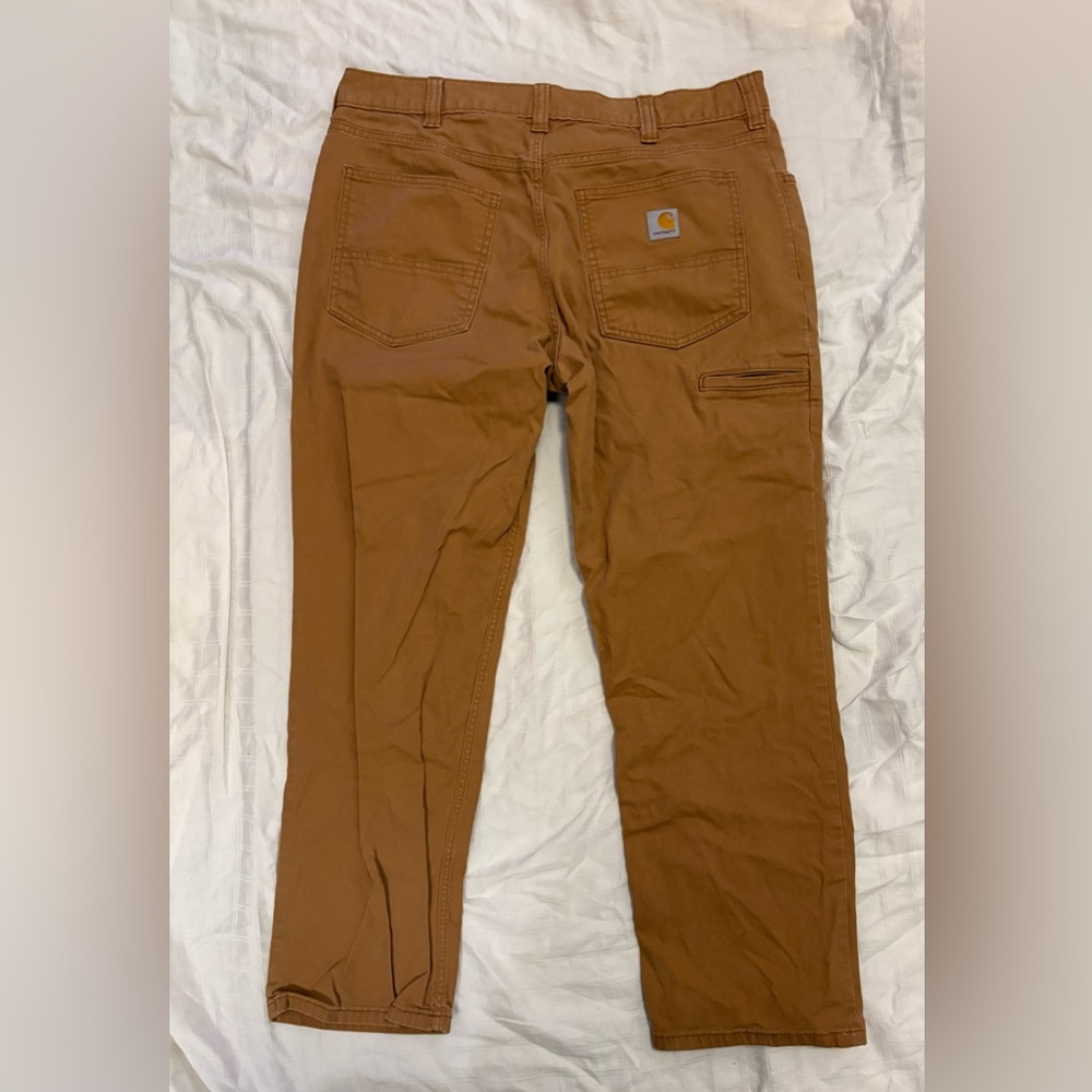 Carhartt Relaxed Fit Work Pants 36x30 Khaki Canvas Carpenter Stretch - Picture 4 of 4